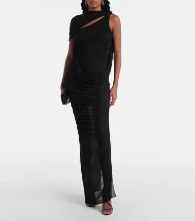 Mugler Draped open-back jersey maxi dress | Thumbnail 2