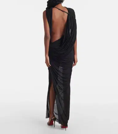 Mugler Draped open-back jersey maxi dress | Thumbnail 4