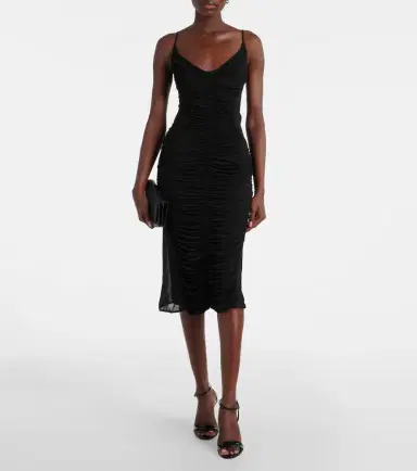 Mugler Ruched mesh midi dress | Thumbnail 3