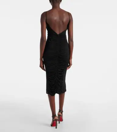 Mugler Ruched mesh midi dress | Thumbnail 4