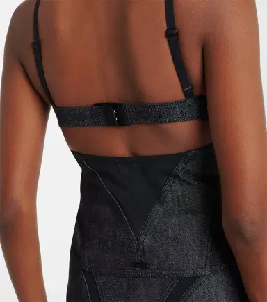 Mugler Mesh-trimmed denim corset | Thumbnail 2