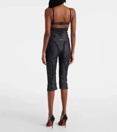 Mugler Mesh-trimmed denim corset | Thumbnail 5