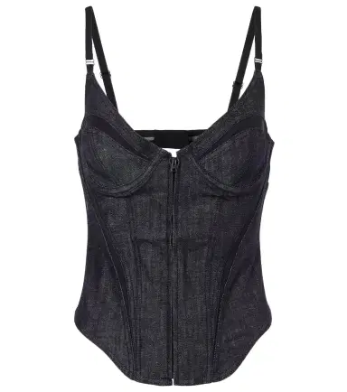 Mugler Mesh-trimmed denim corset | Thumbnail 1