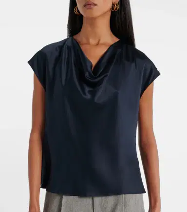 Vince Draped silk satin top | Thumbnail 3