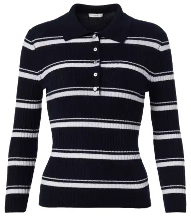 Vince Striped cashmere and silk polo sweater | Thumbnail 1 Vince Striped cashmere and silk polo sweater | Thumbnail 1