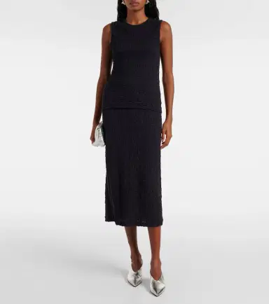 Vince Smocked cotton-blend midi skirt | Thumbnail 2