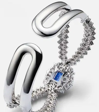 YEPREM Reign Supreme 18kt white gold cuff bracelet with diamonds and sapphire | Thumbnail 2 YEPREM Reign Supreme 18kt white gold cuff bracelet with diamonds and sapphire | Thumbnail 2