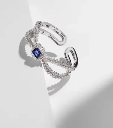 YEPREM Reign Supreme 18kt white gold cuff bracelet with diamonds and sapphire | Thumbnail 3 YEPREM Reign Supreme 18kt white gold cuff bracelet with diamonds and sapphire | Thumbnail 3