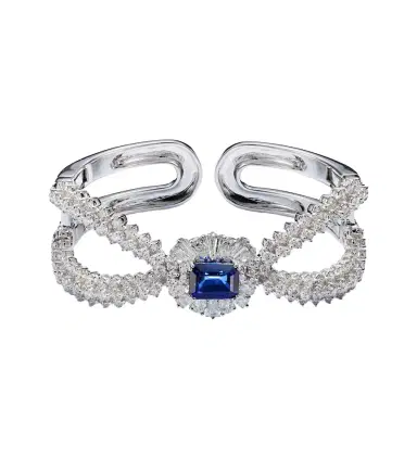 YEPREM Reign Supreme 18kt white gold cuff bracelet with diamonds and sapphire | Thumbnail 1 YEPREM Reign Supreme 18kt white gold cuff bracelet with diamonds and sapphire | Thumbnail 1