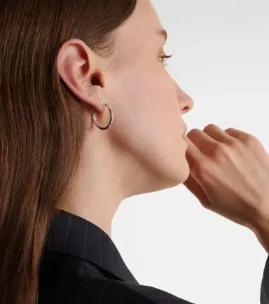 Repossi Serti Sur Vide 18kt white gold single hoop earring with diamonds | Thumbnail 3 Repossi Serti Sur Vide 18kt white gold single hoop earring with diamonds | Thumbnail 3