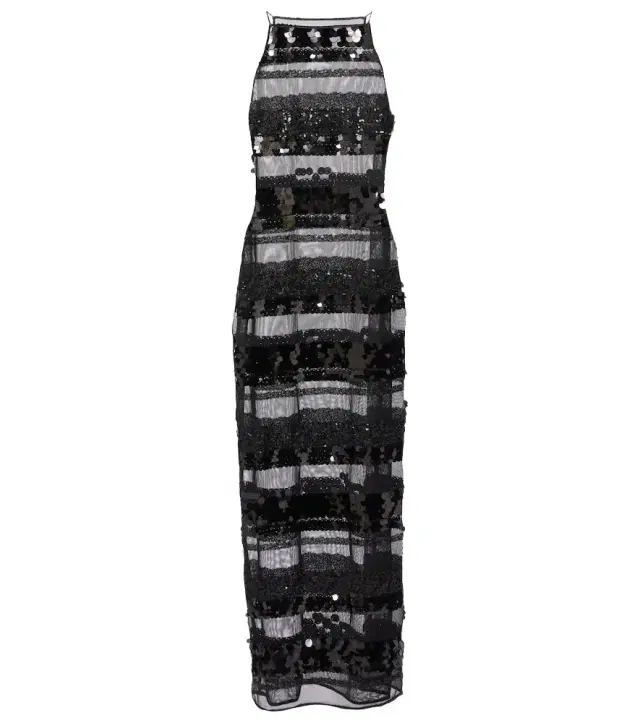 Oseree Oséree Sequined striped maxi dress