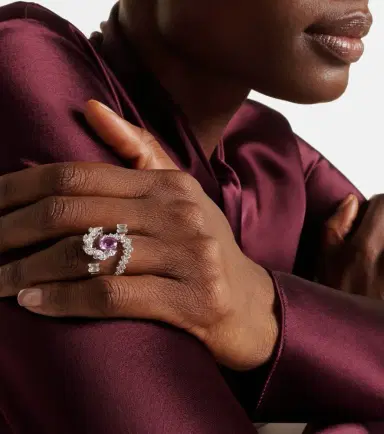 YEPREM Reign Supreme 18kt white gold ring with diamonds and sapphire | Thumbnail 4