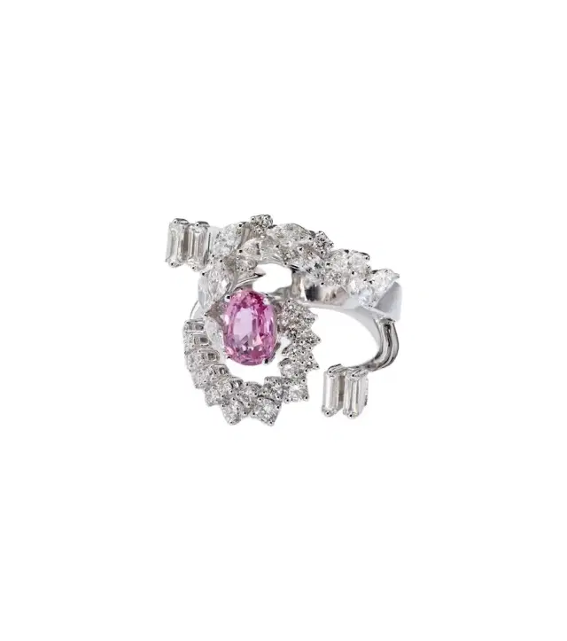 Yeprem Reign Supreme 18kt white gold ring with diamonds and sapphire
