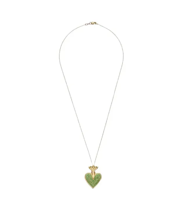 Ileana Makri Blowing Heart 18kt gold pendant necklace with Tsavorites