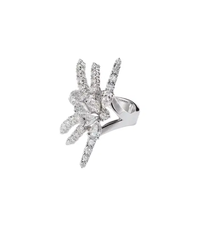 Yeprem Y-Not 18kt white gold ring with diamonds