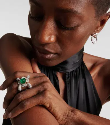 YEPREM Reign Supreme 18kt white gold ring with diamonds and emerald | Thumbnail 3 YEPREM Reign Supreme 18kt white gold ring with diamonds and emerald | Thumbnail 3