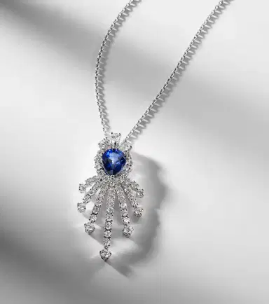 YEPREM Reign Supreme 18kt white gold necklace with diamonds and sapphire | Thumbnail 3