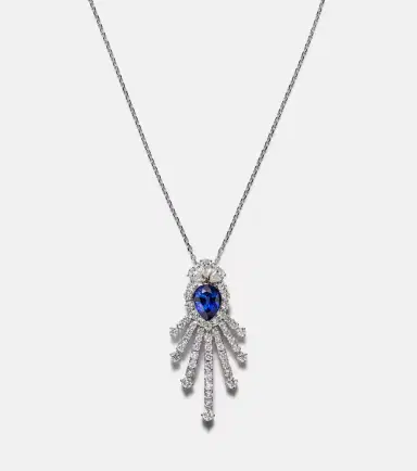 YEPREM Reign Supreme 18kt white gold necklace with diamonds and sapphire | Thumbnail 6