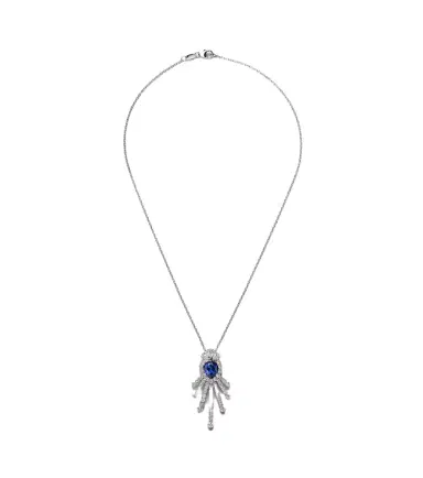 YEPREM Reign Supreme 18kt white gold necklace with diamonds and sapphire | Thumbnail 1