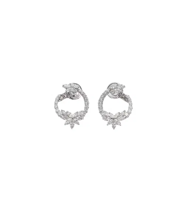Yeprem Y-Not 18kt white gold hoop earrings with diamonds