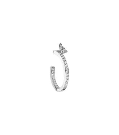 Repossi Serti Sur Vide 18kt white gold single hoop earring with diamonds | Thumbnail 1 Repossi Serti Sur Vide 18kt white gold single hoop earring with diamonds | Thumbnail 1