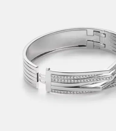 Repossi Antifer 18kt white gold bangle with diamonds | Thumbnail 3