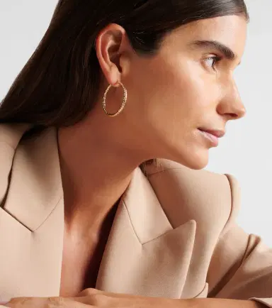 STONE AND STRAND Bold Sparkle Medium 14kt gold hoop earrings | Thumbnail 3 STONE AND STRAND Bold Sparkle Medium 14kt gold hoop earrings | Thumbnail 3