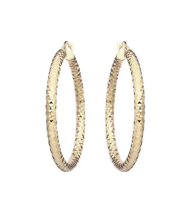 Stone and Strand Bold Sparkle Medium 14kt gold hoop earrings
