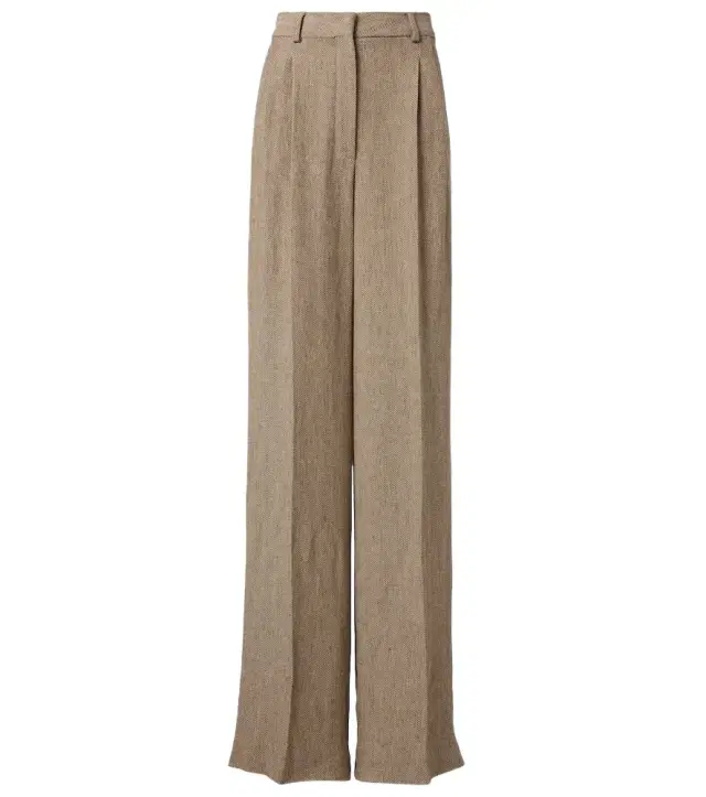 Loro Piana Nyack chevron linen crêpe wide-leg pants