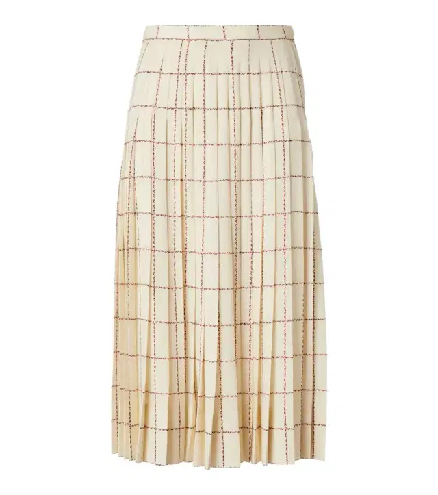 Loro Piana Clea pleated silk sablé midi skirt