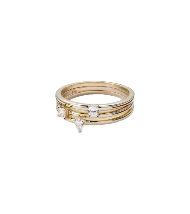 Stone and Strand 14kt gold ring with diamonds