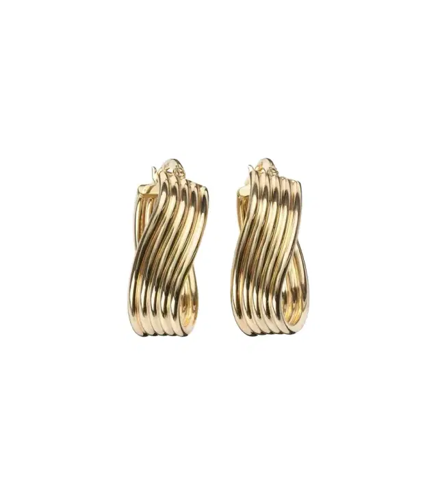 Stone and Strand Swerve 10kt gold earrings