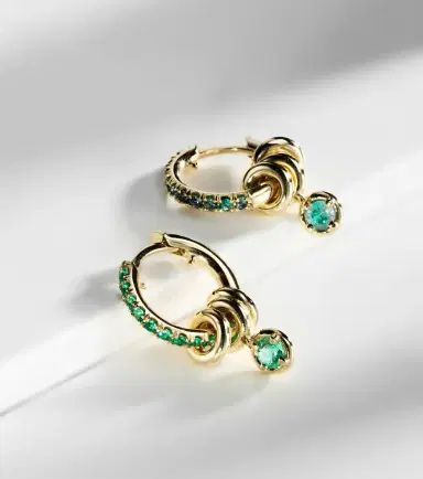 Spinelli Kilcollin Zahra 18kt gold hoop earrings with emeralds | Thumbnail 4