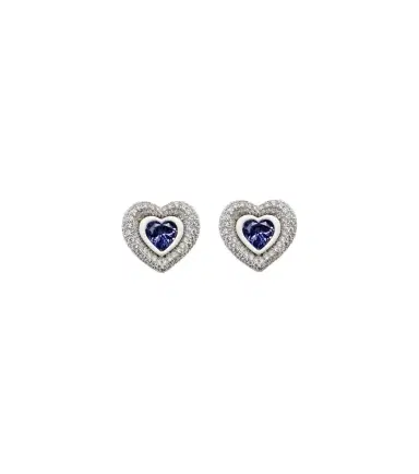 Kamyen Heart 18kt white gold earrings with tanzanite and diamonds | Thumbnail 1 Kamyen Heart 18kt white gold earrings with tanzanite and diamonds | Thumbnail 1
