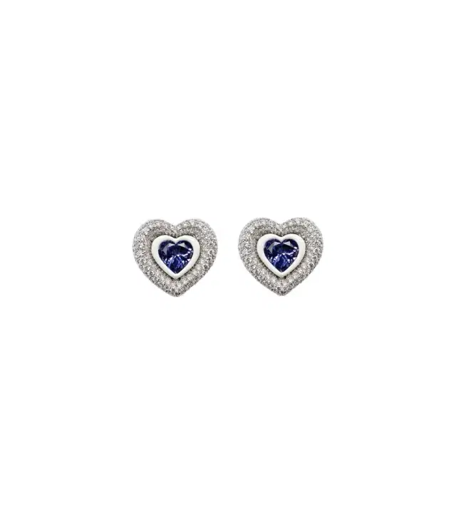 Kamyen Heart 18kt white gold earrings with tanzanite and diamonds