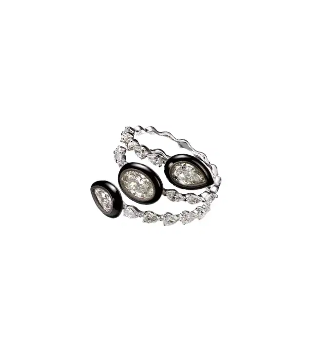 Kamyen Saturn 18kt white gold ring with diamonds