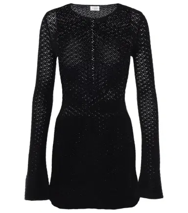Saint Laurent Wool-blend crochet minidress | Thumbnail 1 Saint Laurent Wool-blend crochet minidress | Thumbnail 1