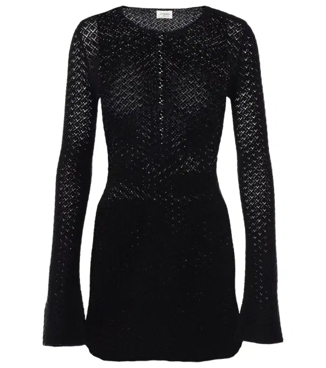 Wool-blend crochet minidress