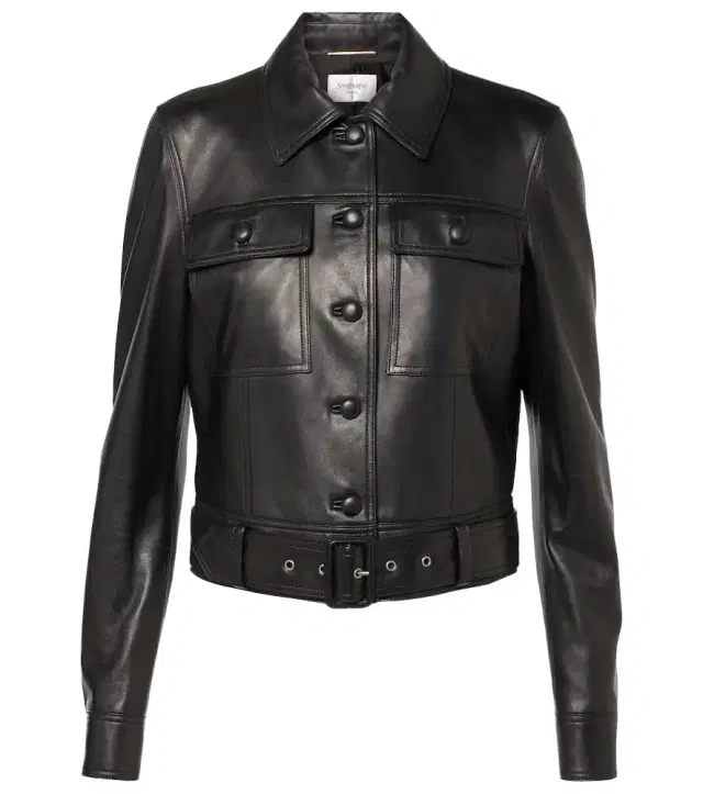 Cropped leather jacket