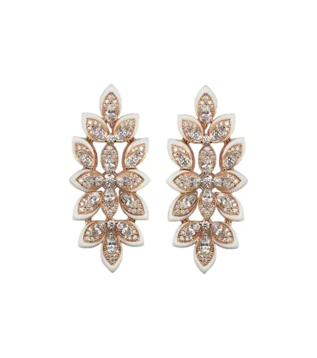Kamyen Lotus 18kt rose gold earrings with diamonds