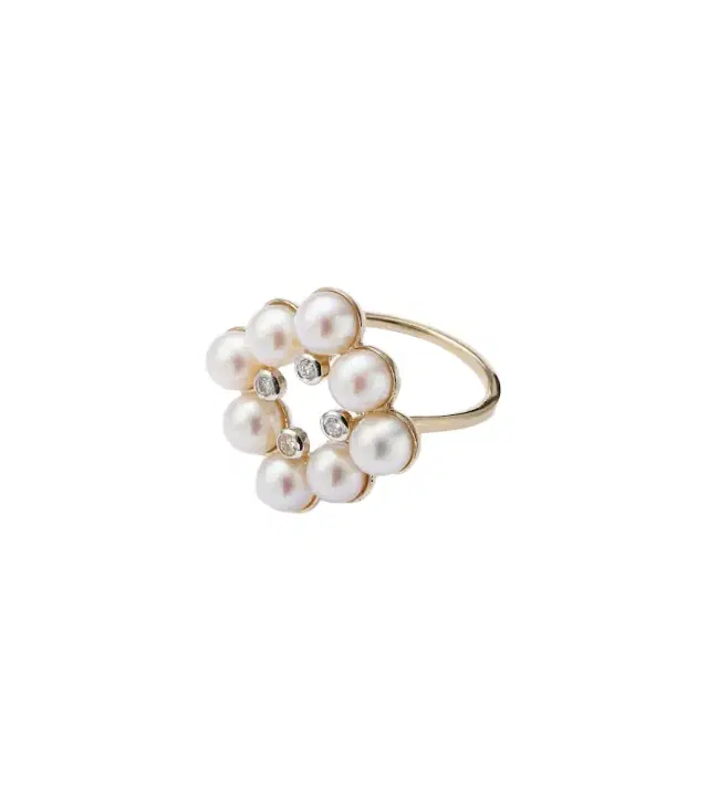 Mateo Cluster 14kt gold ring with pearls and diamonds