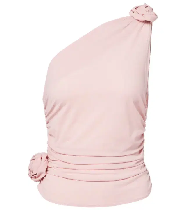 Magda Butrym Floral-appliqué one-shoulder silk-blend top