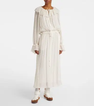 Chloe Chloé Ruffled silk-blend crêpe maxi dress | Thumbnail 5