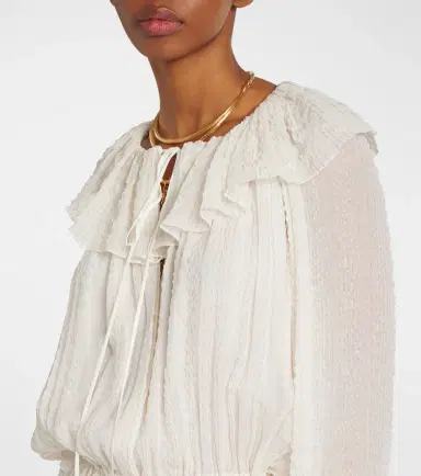 Chloe Chloé Ruffled silk-blend crêpe maxi dress | Thumbnail 6