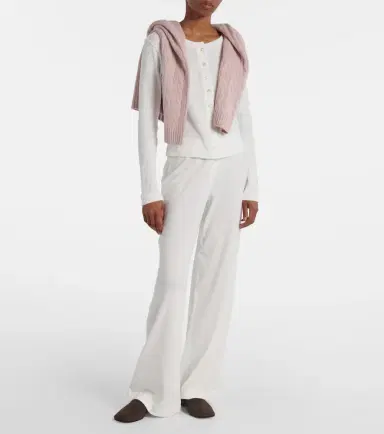 Leset Pointelle cotton wide-leg pants | Thumbnail 2