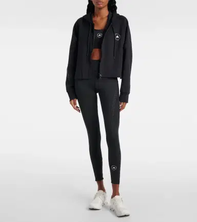 Adidas by Stella McCartney Cropped cotton-blend jersey zip-up hoodie | Thumbnail 2
