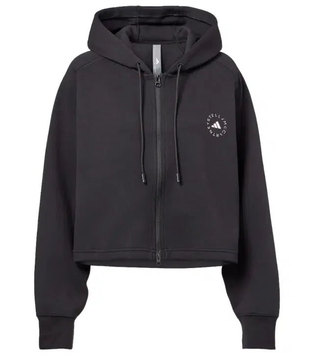 Adidas by Stella McCartney Cropped cotton-blend jersey zip-up hoodie