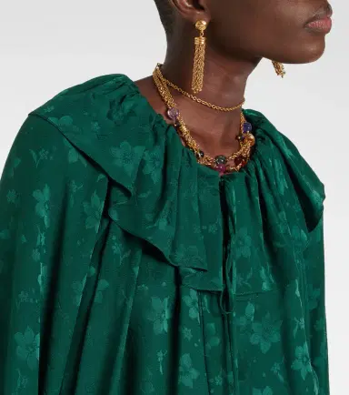 Chloe Chloé Ruffled floral silk jacquard midi dress | Thumbnail 4