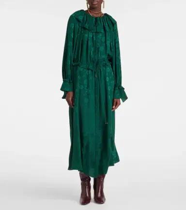 Chloe Chloé Ruffled floral silk jacquard midi dress | Thumbnail 5