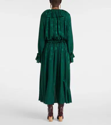 Chloe Chloé Ruffled floral silk jacquard midi dress | Thumbnail 6